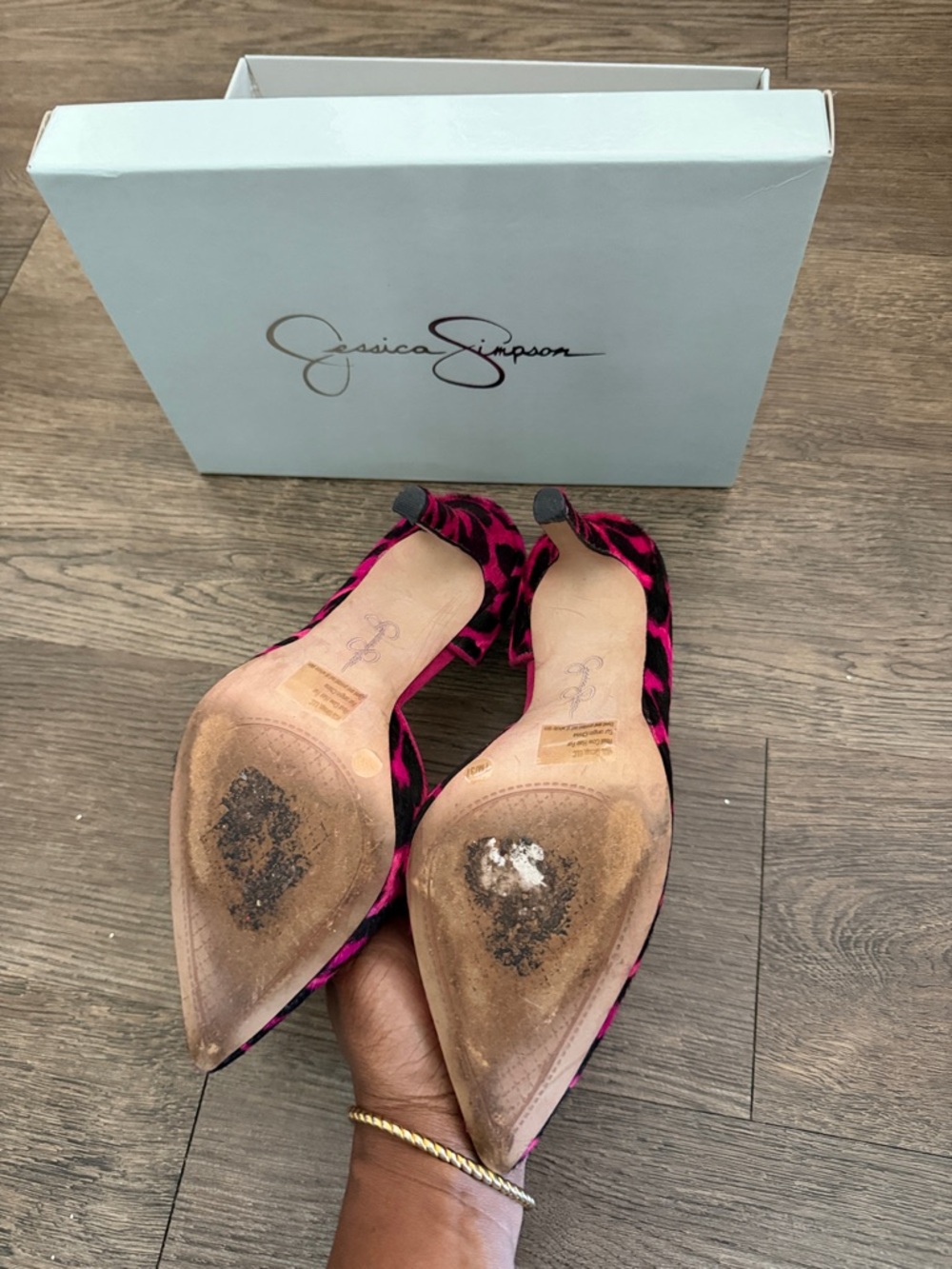 Jessica Simpson Hot Pink and Black Leopard Print Pointed Pump - Picture 3 of 4